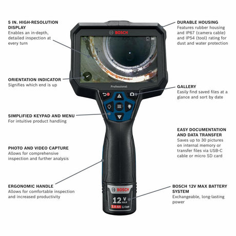 12V Max Connected 11ft Handheld Inspection Camera Kit GIC5-27C