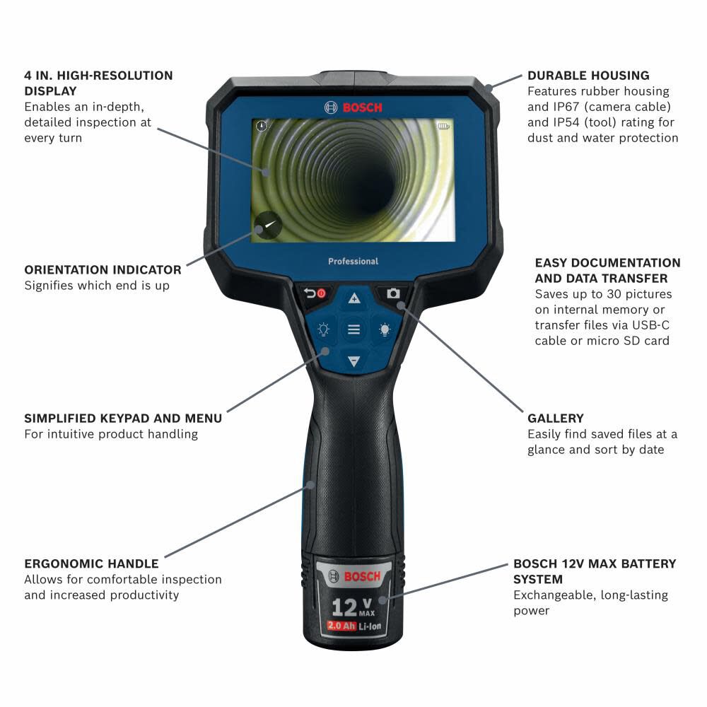 12V Max Connected 5ft Handheld Inspection Camera Kit GIC4-23C