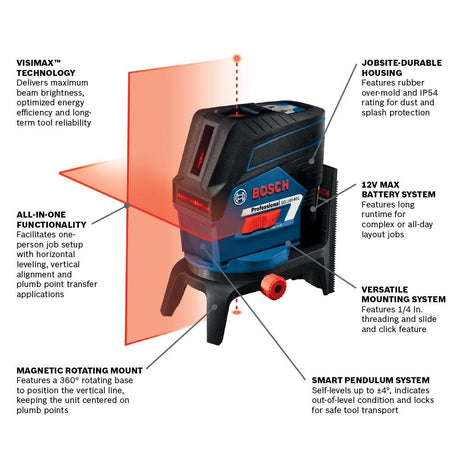 Red 100-ft Self-Leveling Indoor/Outdoor Cross Beam Cross-line Laser Level GCL100-80C