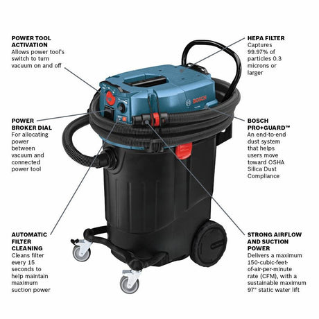 14-Gallon Dust Extractor with Auto Filter Clean and HEPA Filter VAC140AH
