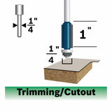 1/4 In. x 1 In. Carbide Tipped 2-Flute Flush Trim Bit 84501M