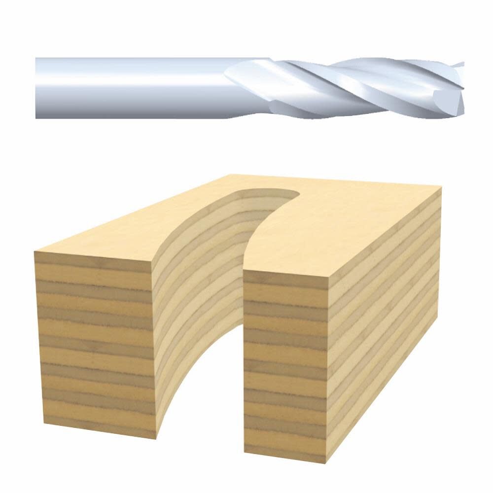 1/4 In. x 1 In. Solid Carbide 2-Flute Downcut Spiral Bit 85903M