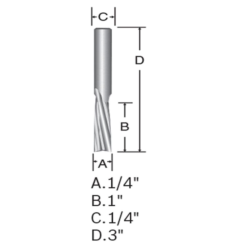 1/4in Solid Carbide Double Flute Acrylic Router Bit 85611M