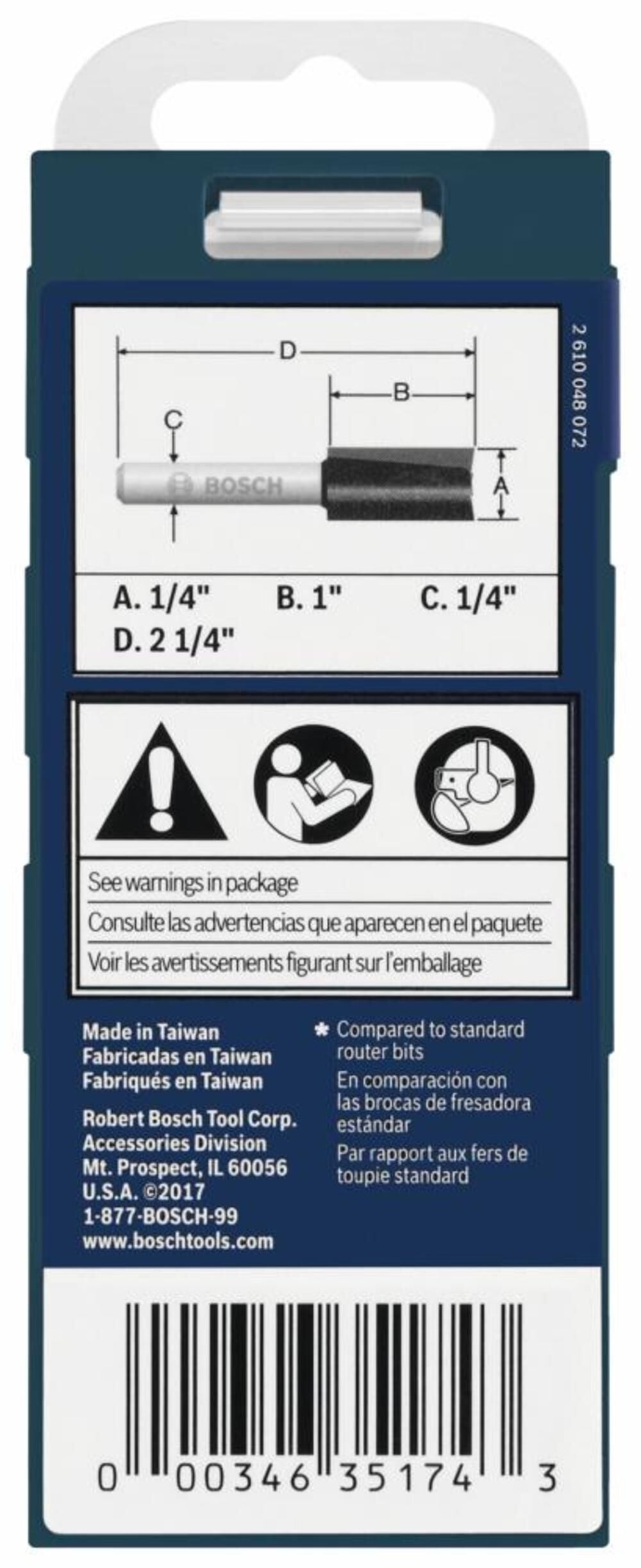 1/4-in Carbide-tipped Straight Router Bit 85613MC