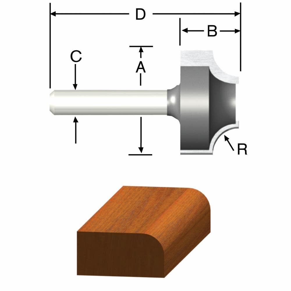 1/4in x 9/16in Carbide Tipped Ovolo Bit 23128B