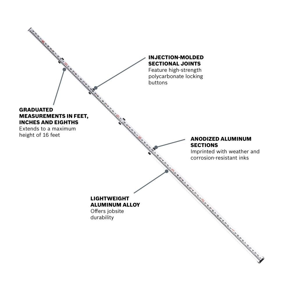 16 Ft. Telescoping Leveling Rod GR16