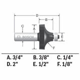 1/8 In. x 3/8 In. Carbide Tipped Roundover Bit 85290M