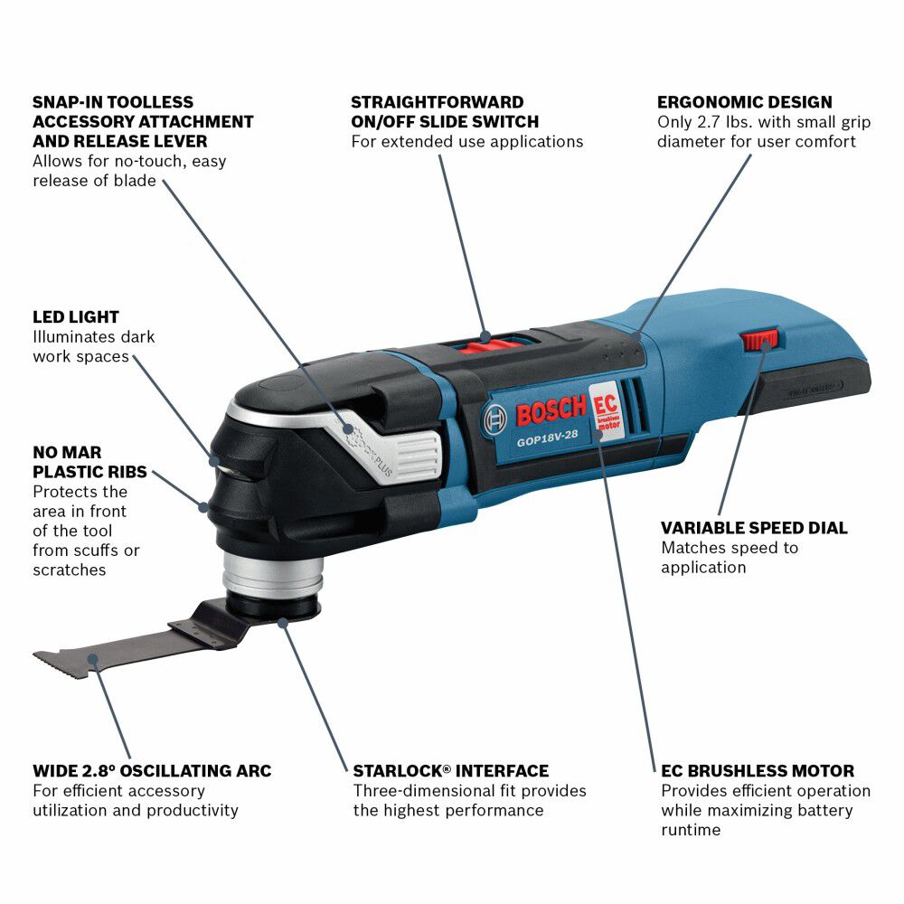 StarlockPlus 18-volt Cordless Brushless Variable Oscillating Multi-Tool GOP18V-28N