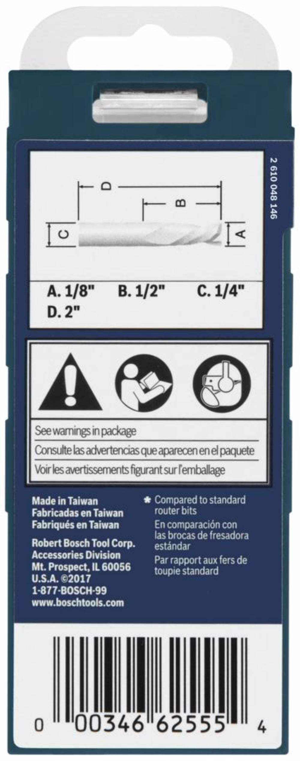 1/8-in Carbide-Tipped Downcut Spiral Router Bit 85900MC