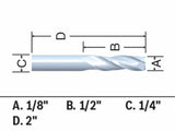 1/8in x 1/2in Solid Carbide Double Flute Upcut Spiral Router Bit 85908MC