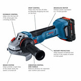 PROFACTOR 5-in 18-volt 8 Amps Sliding Switch Brushless Cordless Angle Grinder (Charger Included and 1-Battery) GWS18V-10B14