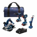 18-volt 4-Tool Brushless Power Tool Combo Kit with Soft Case (2-Batteries Included and Charger Included) GXL18V-497B23