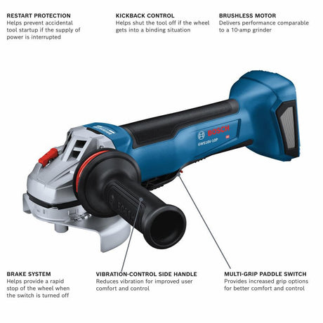 5-in Paddle Switch Brushless Corded Angle Grinder GWS18V-10PN