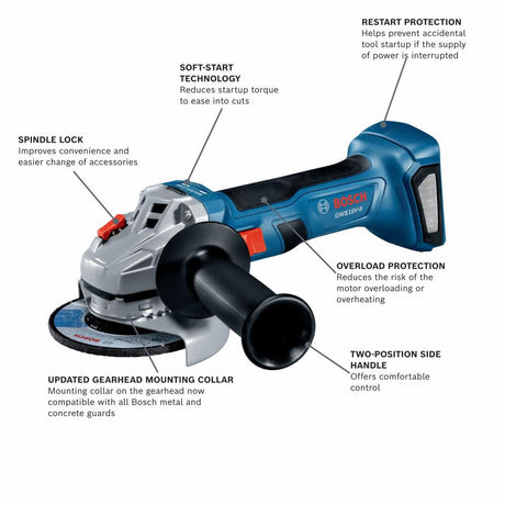 4.5-in 8 Amps Sliding Switch Cordless Angle Grinder (Tool Only) GWS18V-8N