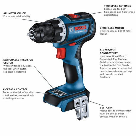 Connected-Ready 18-volt 1/2-in Keyless Brushless Cordless Drill GSR18V-800CN