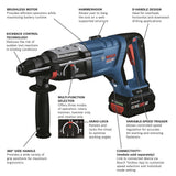 Bulldog 18-volt 8-Amp 1-1/8-in Sds-plus Variable Speed Cordless Rotary Hammer Drill (2-Batteries Included) GBH18V-28DCK24