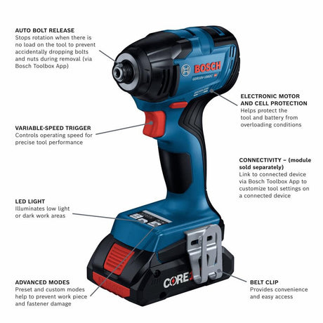 Connected Ready 18-volt 1/4-in Brushless Cordless Impact Driver (2-Batteries Included, Charger Included and Soft Bag included) GDR18V-1860CB25