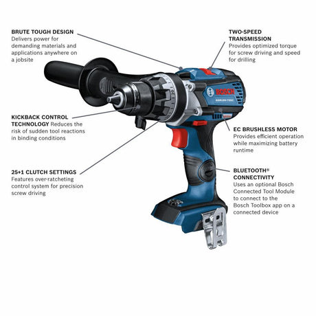 18V EC Brute Tough 1/2 Inch Drill/Driver (Bare Tool) GSR18V-755CN