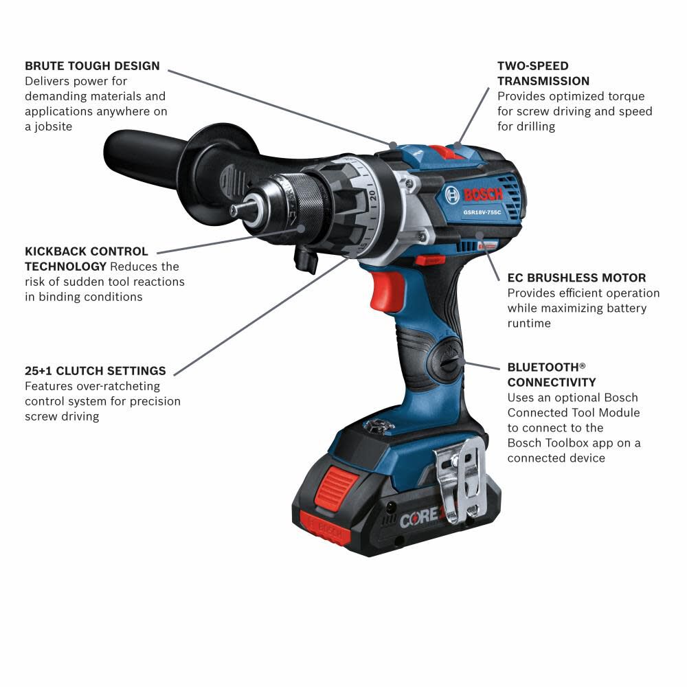 18V EC Brute Tough 1/2in Drill/Driver Kit GSR18V-755CB25