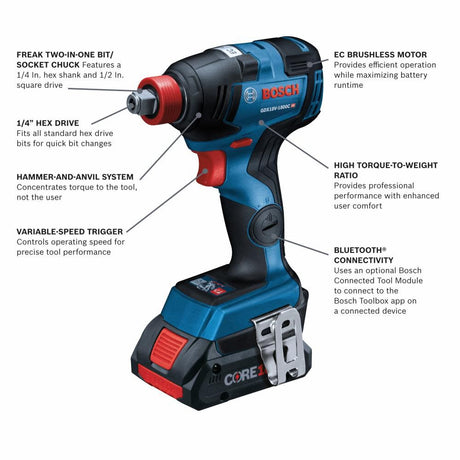 18V EC Freak 1/4in & 1/2in Two-In-One Bit/Socket Impact Driver Kit GDX18V-1800CB15