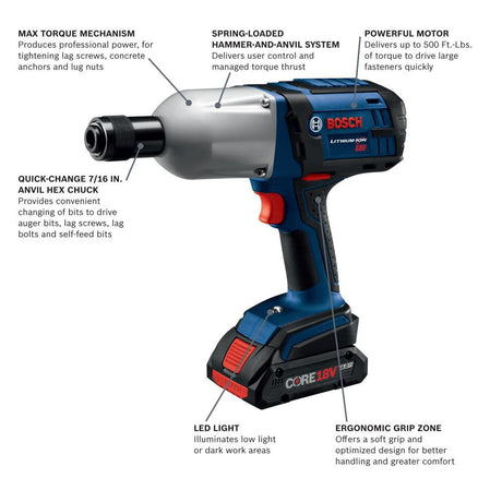 4-Amp 18-volt Variable 7/16-in Drive Cordless Impact Wrench (2 Batteries) HTH182-B25