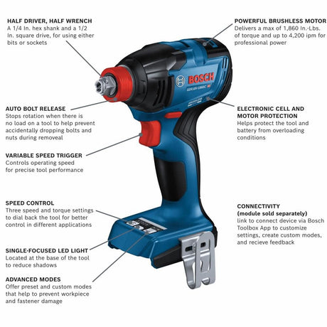 18-volt 1/4-in; 1/2-in Brushless Cordless Impact Driver GDX18V-1860CN