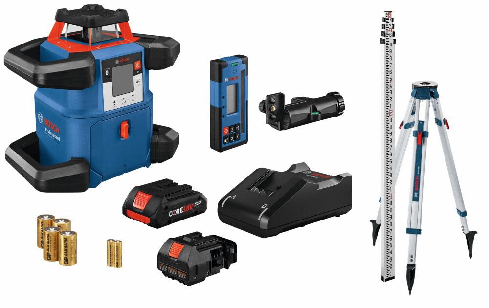 Red 4000-ft Self-Leveling Indoor/Outdoor 360 Beam Rotary Laser Level Kit GRL4000-80CHK