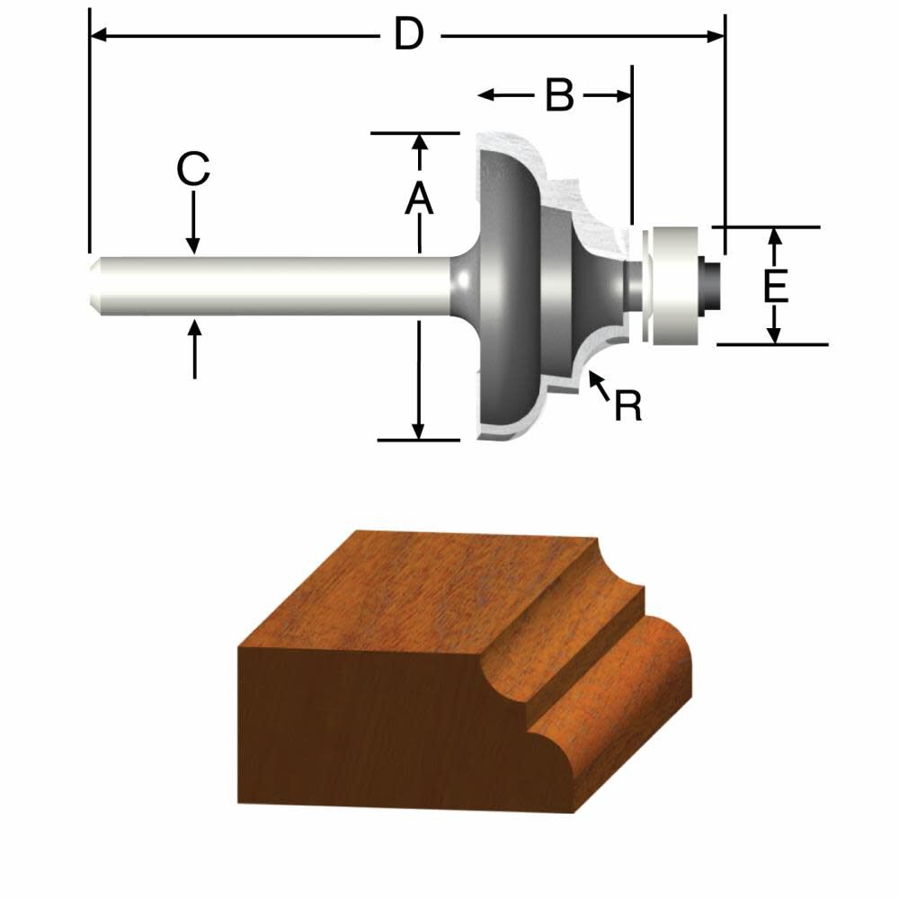 1in x 15/32in Carbide Tipped Cove and Bead Bit 23151