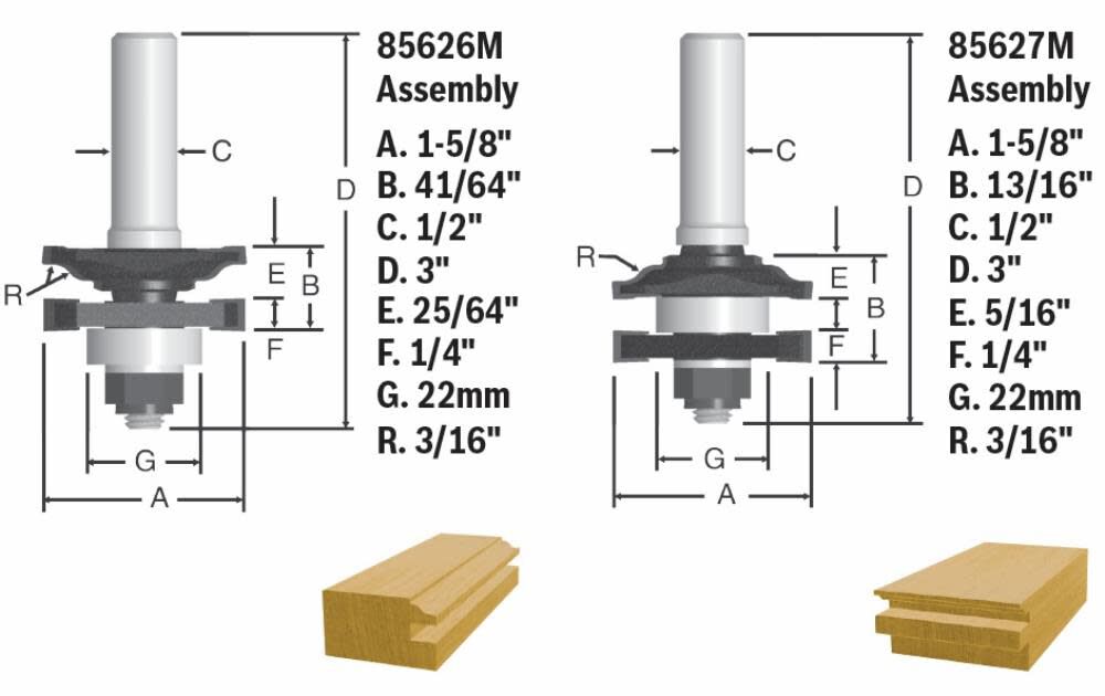 1-5/8-in Carbide-tipped Stile and Rail Router Bit 85625MC