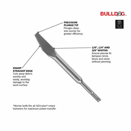 25pc 1/8in Mortar Knife SDS plus Bulldog Xtreme Hammer Steel HS1402B25