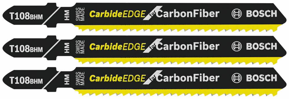 3 pc. 3-5/8 In. 12 TPI Carbide Edge for Carbon Fiber T-Shank Jig Saw Blades T108BHM3