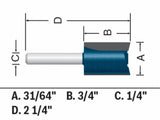 1/4-in Carbide-tipped Plywood Mortising Router Bit 84601MC