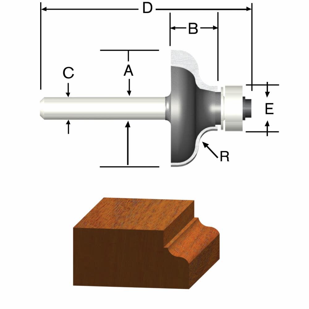 3/16in x 1/2in Carbide Tipped Ogee Bit 23145B