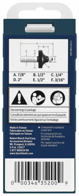 3/16-in Carbide-Tipped Roundover Router Bit 85293MC