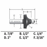 3/16-in Carbide-Tipped Roundover Router Bit 85293MC