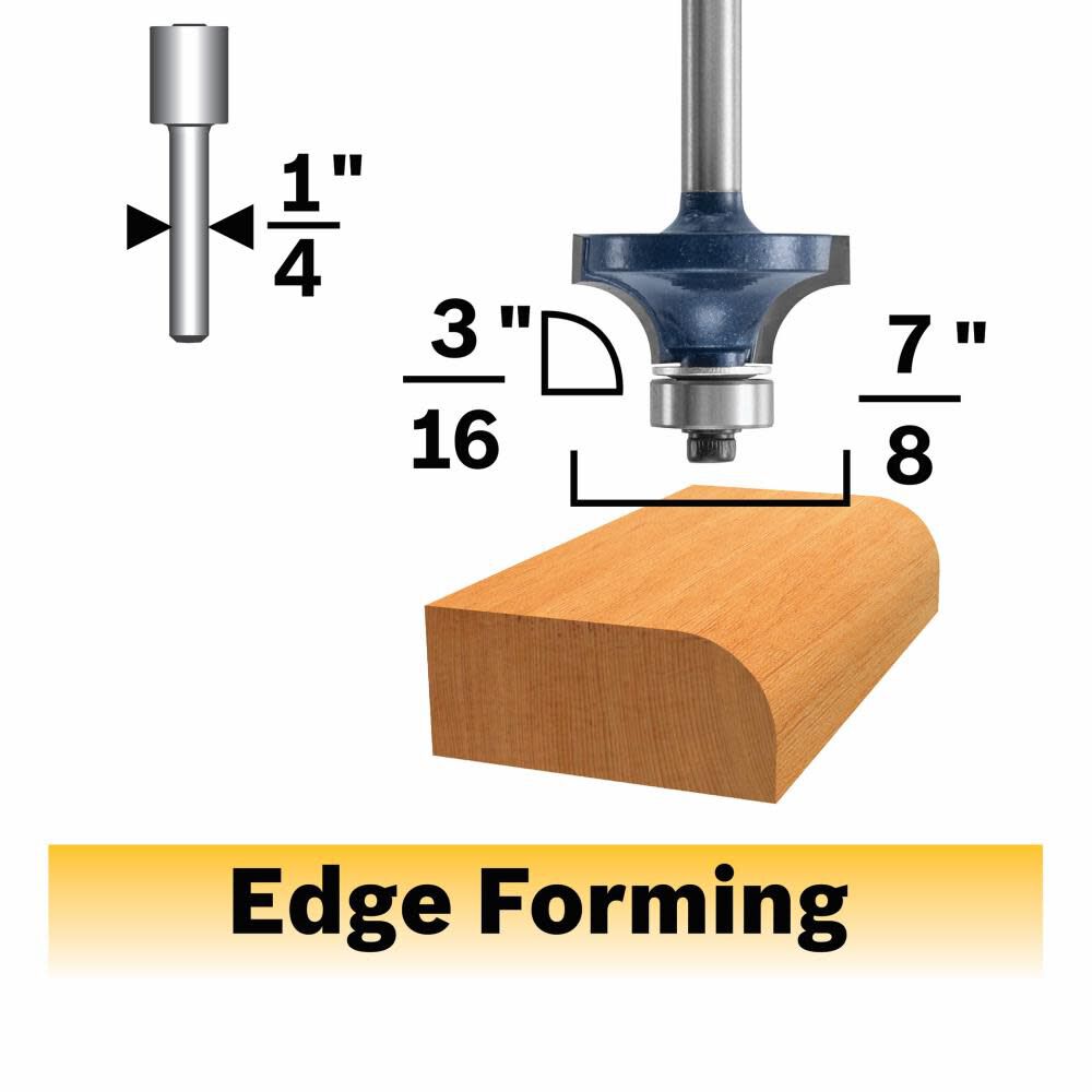 3/16-in Carbide-Tipped Roundover Router Bit 85293MC