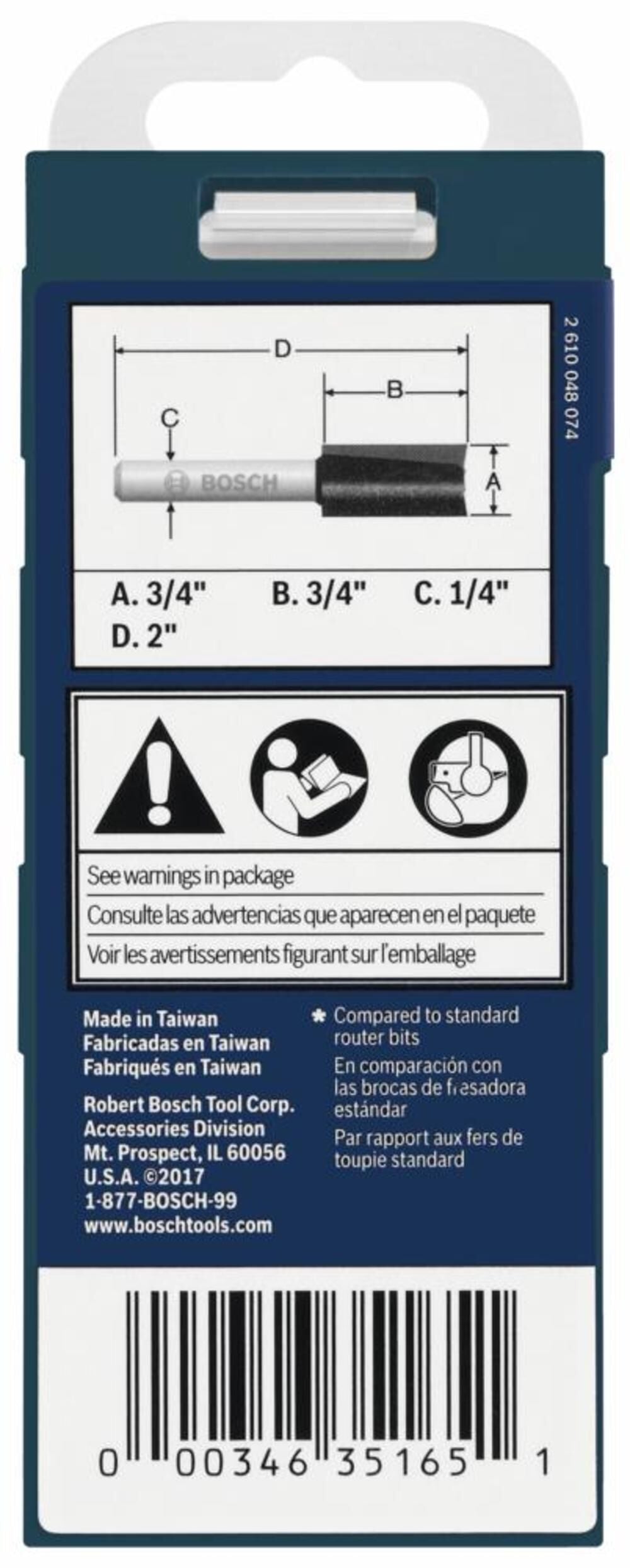 3/4-in Carbide-Tipped Straight Router Bit 85232MC