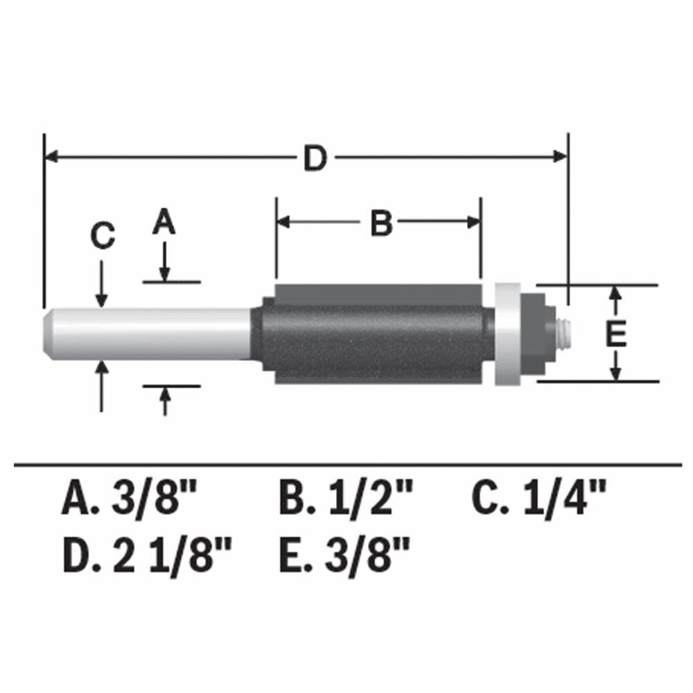 3/8 In. x 1/2 In. Carbide Tipped 2-Flute Flush Trim Bit 85269M