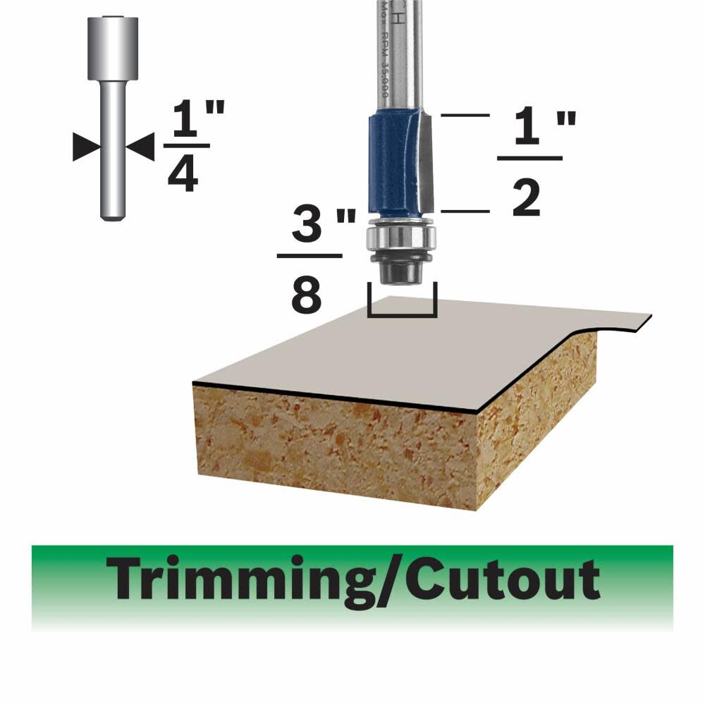 3/8-in Carbide-tipped Flush Trimmer Router Bit 85269MC