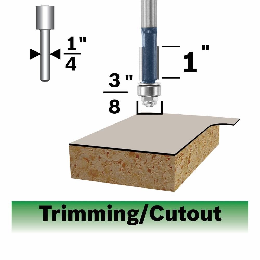 3/8-in Carbide-Tipped Double Flush Trimmer Router Bit 85268MC