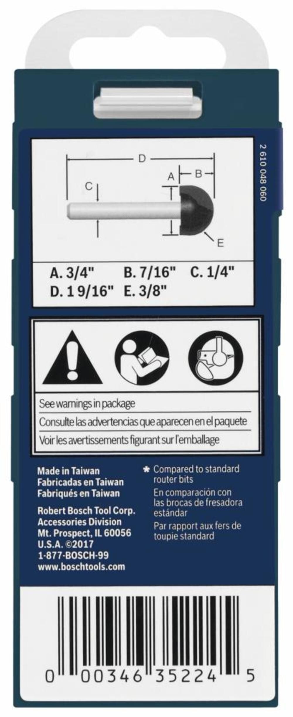 3/4-in Carbide-tipped Core Box Router Bit 85448MC