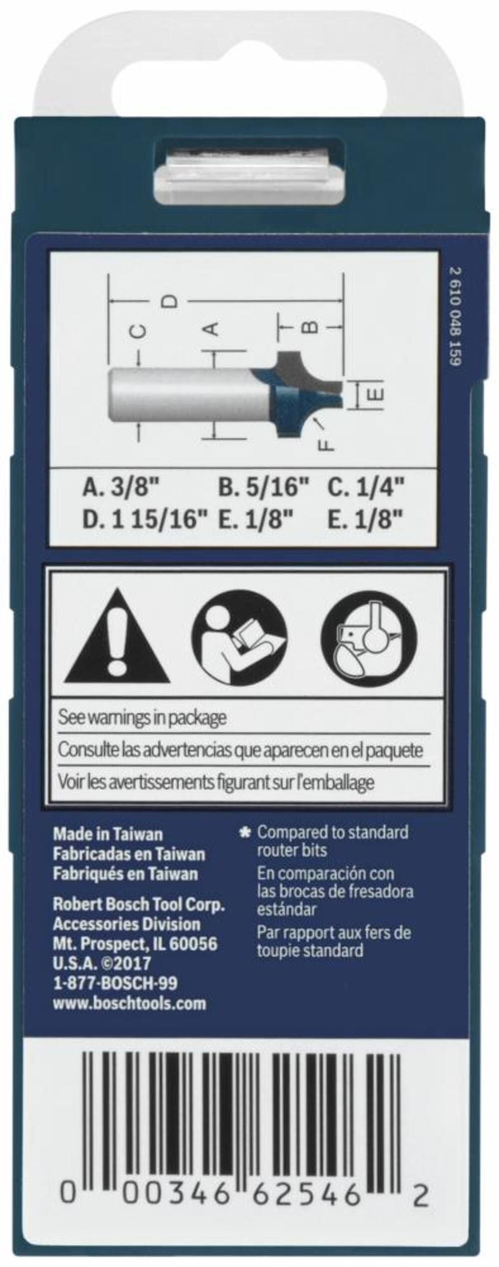 1/8-in Carbide-Tipped Plunge Roundover Router Bit 85478MC