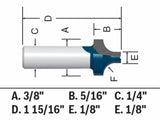 1/8-in Carbide-Tipped Plunge Roundover Router Bit 85478MC