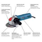 X-LOCK 4.5-in 10 Amps Sliding Switch Corded Angle Grinder GWX10-45E