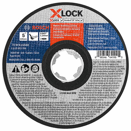 5 In. x .045 In. X-LOCK Arbor Type 1A (ISO 41) 60 Grit Fast Metal/Stainless Cutting Abrasive Wheel TCWX1S500