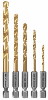 5-Piece Assorted Titanium Jobber Length Twist Drill Bit Set TI5IM