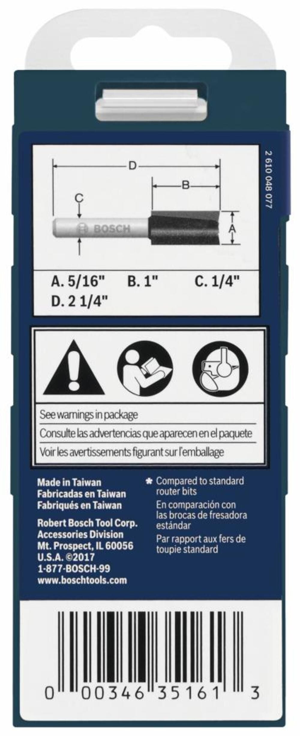 5/16-in Carbide-Tipped Straight Router Bit 85224MC