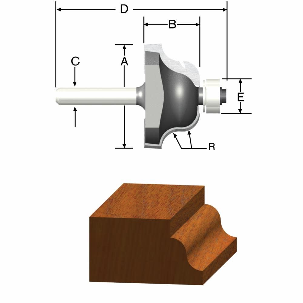 5/32in x 1/2in Roman Ogee 1/4in Shank 23149