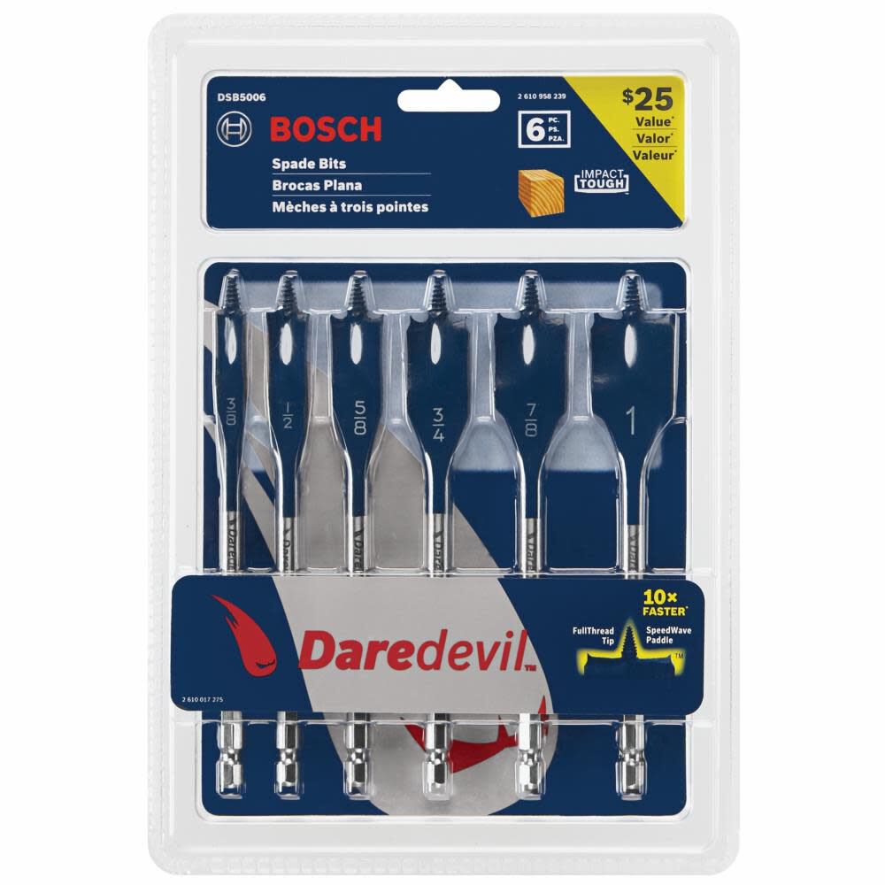 6 pc. Daredevil Standard Spade Bit Set DSB5006