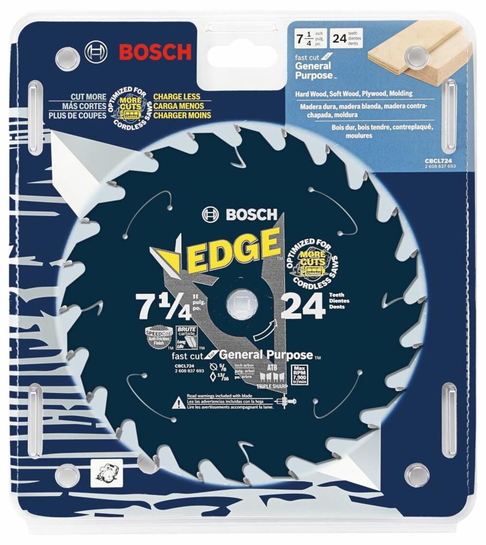 7-1/4 In. 24 Tooth Edge Cordless Circular Saw Blade for General Purpose CBCL724